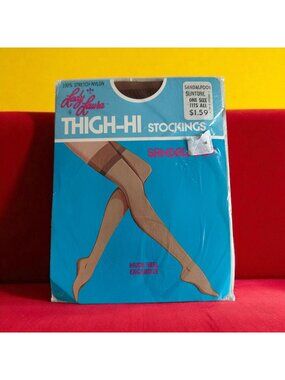 LADY LAURA Vintage 1981 Suntone Sandalfoot Thigh High Stockings One Size NEW NWT
